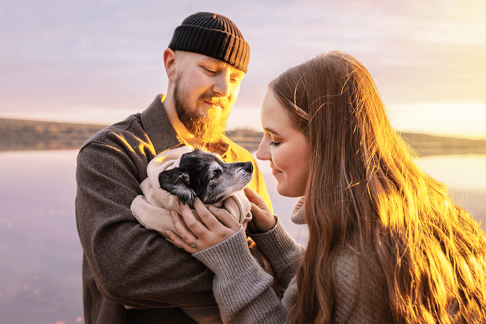 Couple with dog
